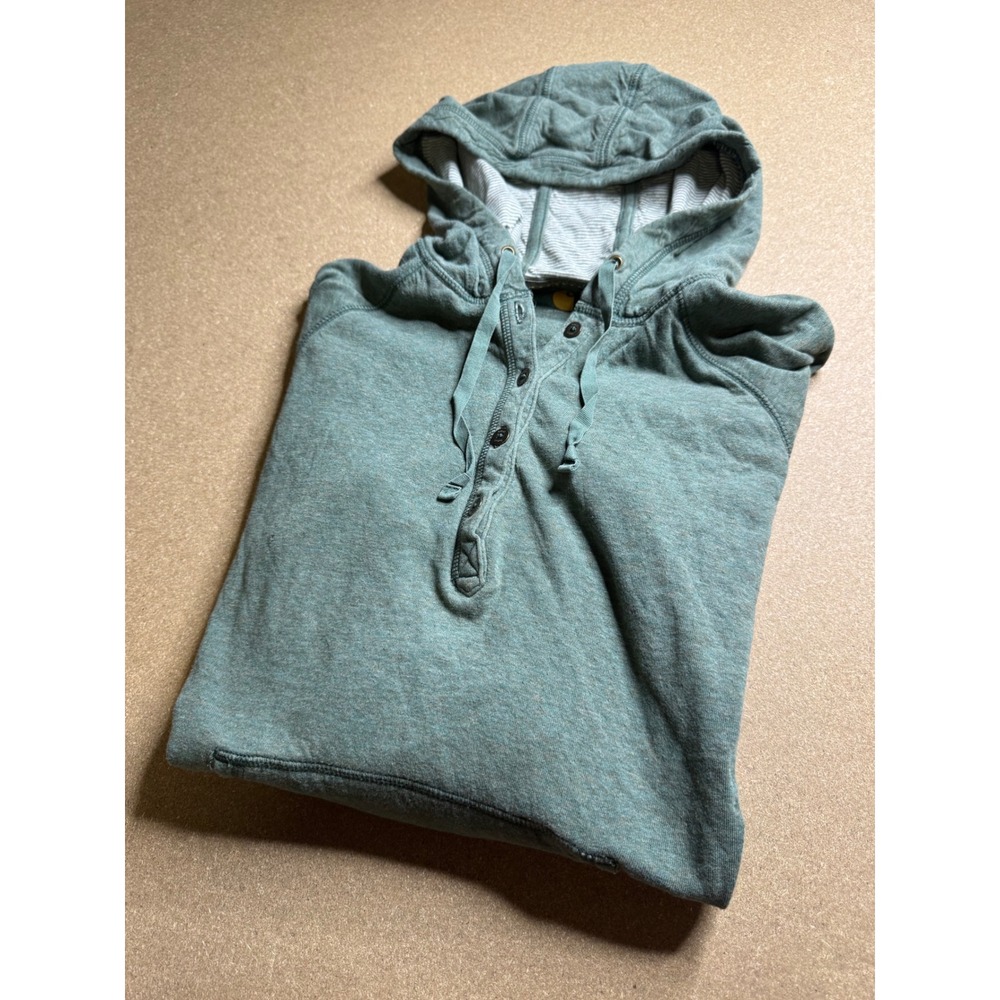Carhartt Womens Henley Hoodie‎ Heather Green Long Sleeve Pullover Small 4-6